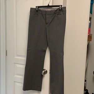Gray woven straight leg dress pants.
